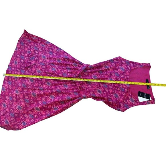 LAUREN Ralph Lauren Womens 8 Geometric Print Belted Crepe Midi Dress Fuchsia NWT - Picture 14 of 15